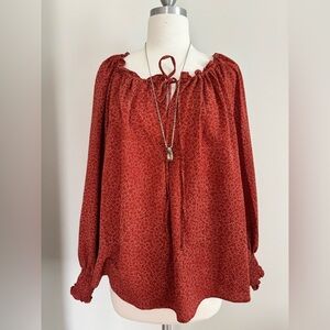 Max Studio Rust Red Peasant Tunic Blouse